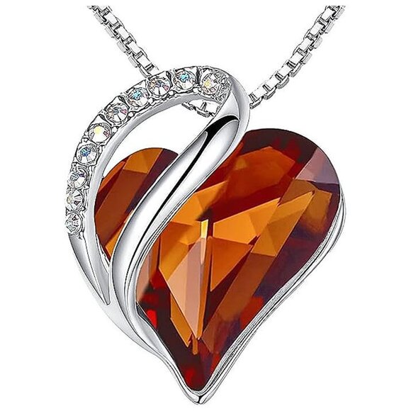 Necklaces for Women, Infinity Love Heart , Stress Relief-Dark Topaz Brown
